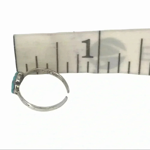 925 TOE RING XS STERLING SILVER TURQUOISE BUTTERFLY STONE OPEN ADJUSTABLE - Picture 3 of 9